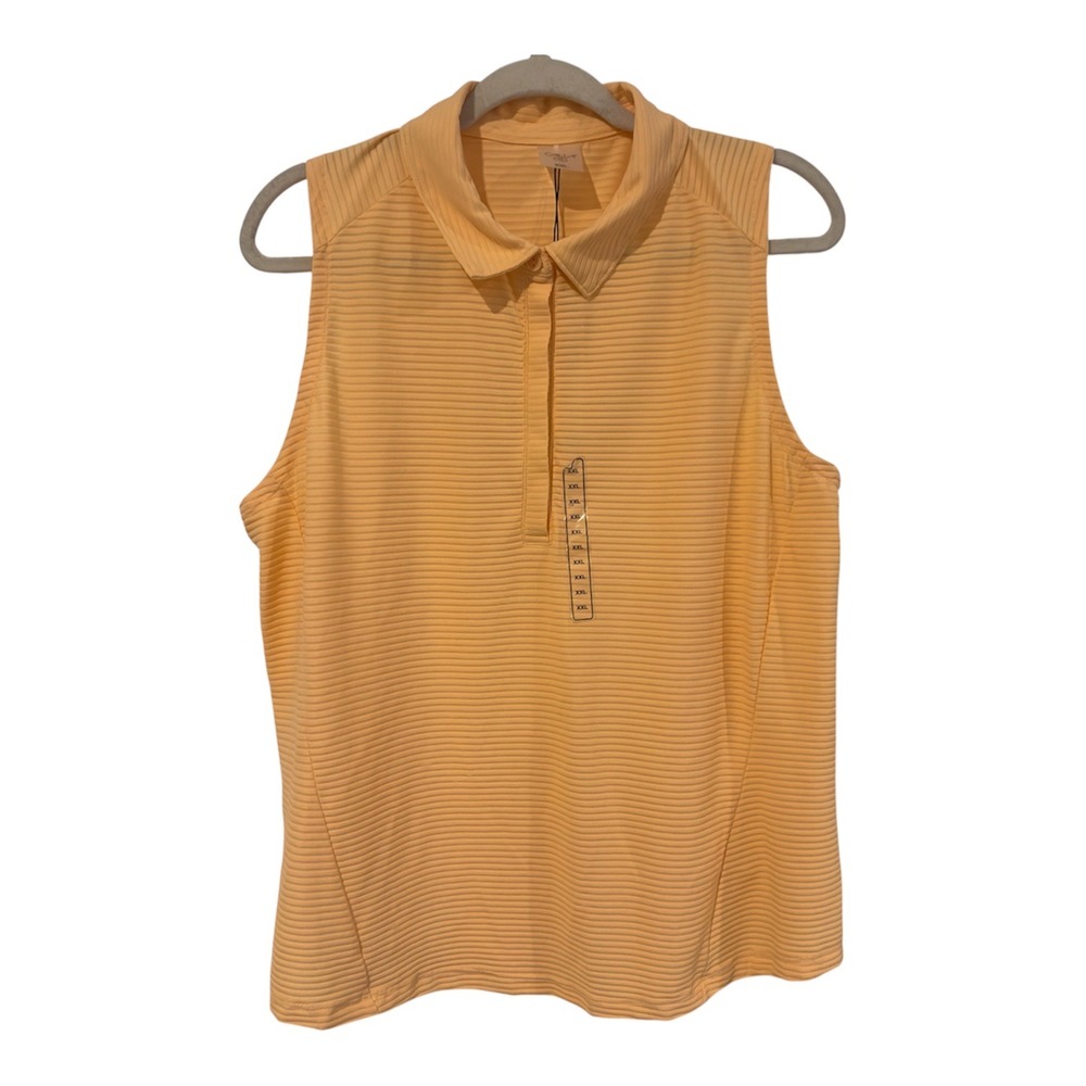Calia Renew Sleeveless Polo Peach Sherbet Orange Ribbed Golf Shirt Womens XXL